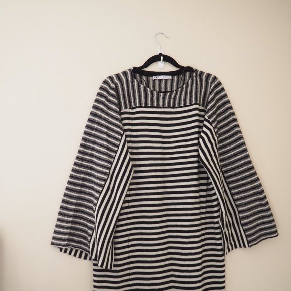 !! Zara Extra Soft Knit Wool Stripe Long Sleeve Dress sz M 100% wool - Picture 7 of 11